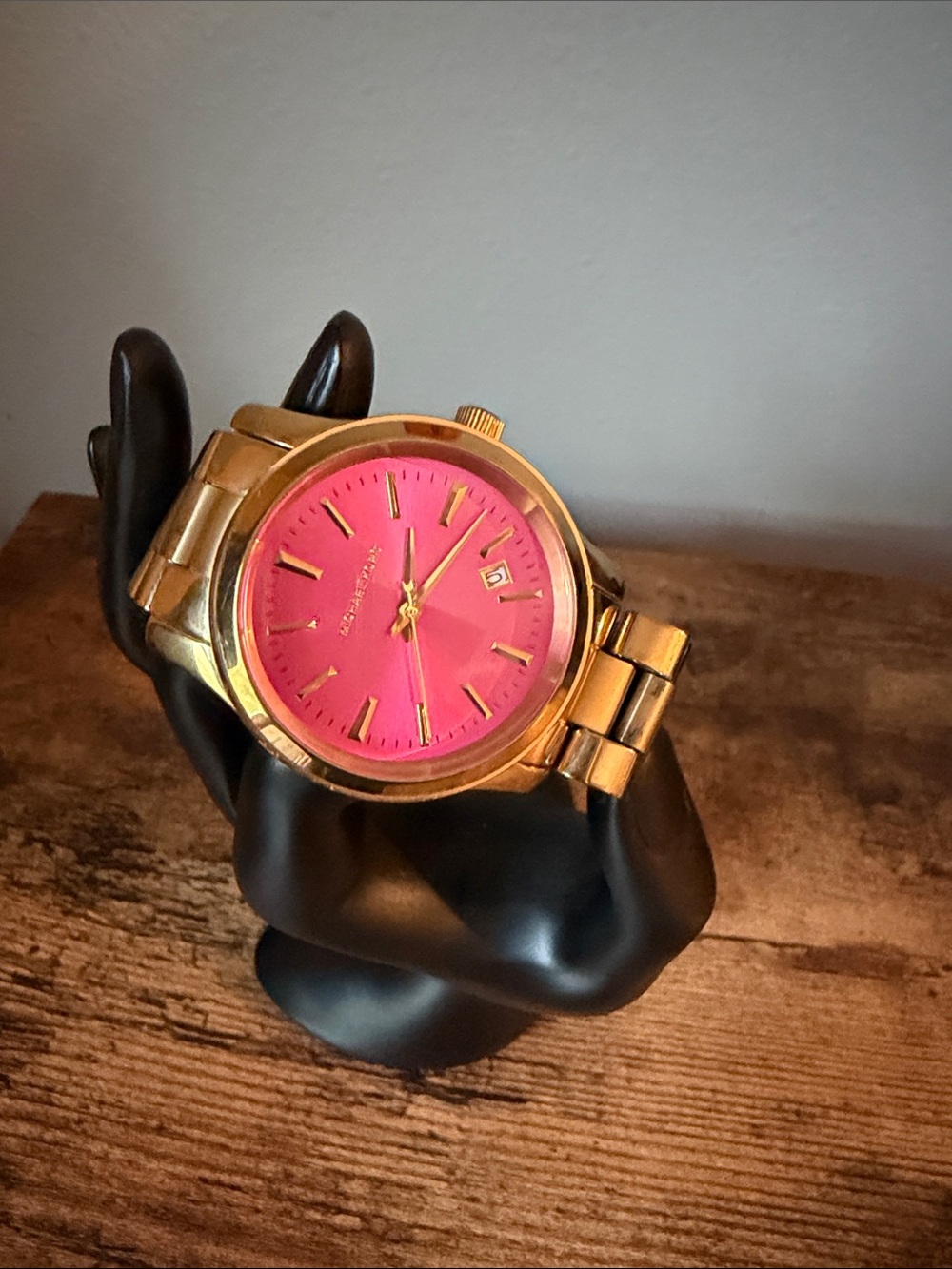 Michael Kors Gold-Tone Watch with Pink Dial